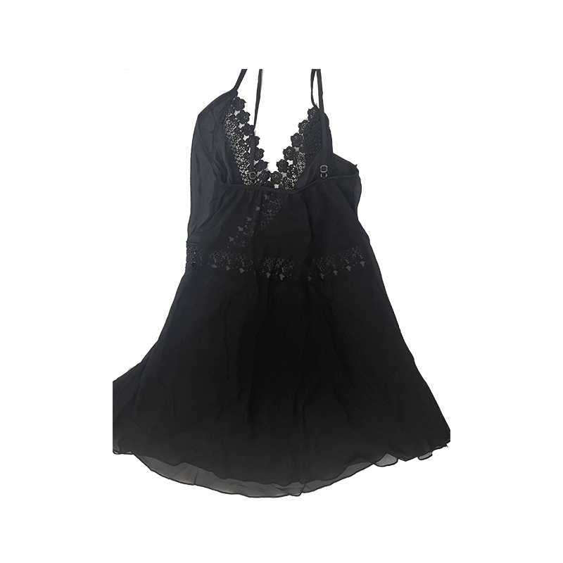 Women's Lingerie Black Lace Satin Sleepwear Nightdress Baby dollChemise ...